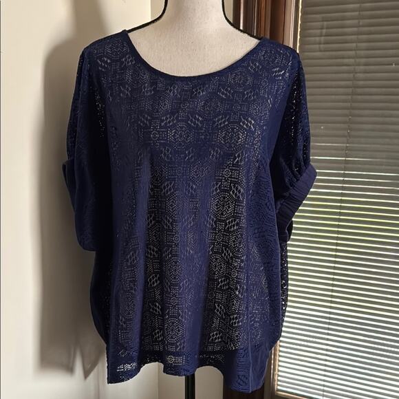 Anthropologie Akemi + Kin | Navy Blue Lace Blouse Size XS/S - Picture 2 of 8